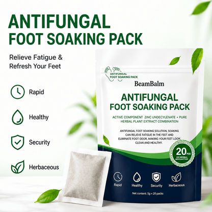 BeamBalm Antifungal Foot Soak Pack with 20 individual herbal foot soak sachets for healthy feet