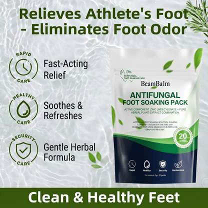 BeamBalm Antifungal Foot Soak Pack helps relieve athlete's foot, eliminate foot odor, soothe tired feet, and support clean, healthy feet with a gentle herbal formula.