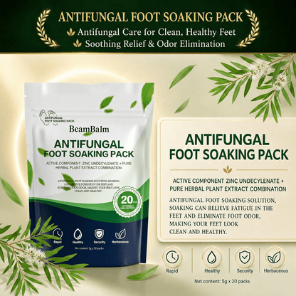 BeamBalm Antifungal Foot Soak Pack with 20 herbal foot soak packs for healthy, clean feet and odor relief