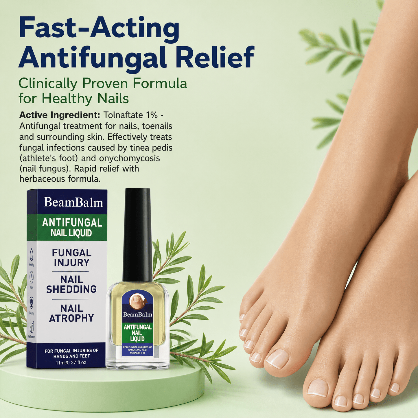 BeamBalm Antifungal Nail Liquid with Tolnaftate 1% for toenail fungus care
