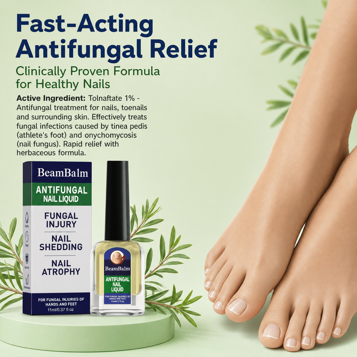 BeamBalm Antifungal Nail Liquid with Tolnaftate 1% for toenail fungus care