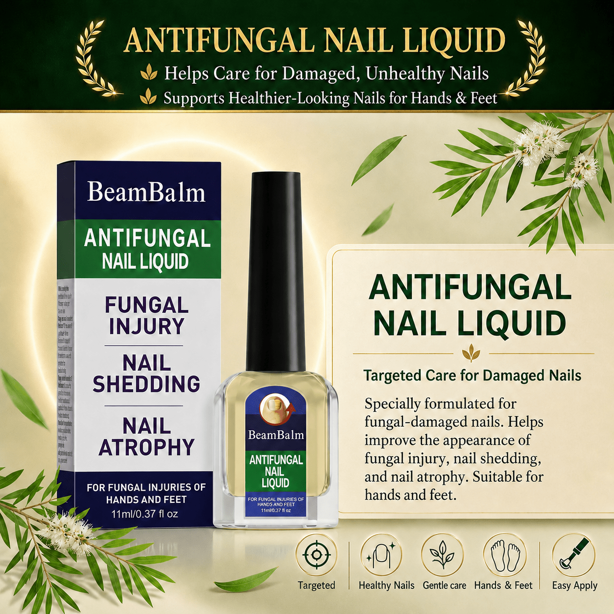 BeamBalm Antifungal Nail Liquid for fungal nail care and damaged nail treatment