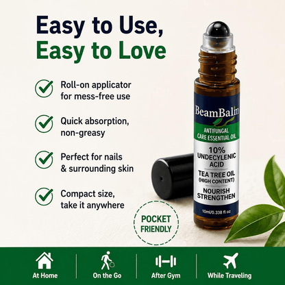 Premium Anti-Fungal Roller Serum (10ml) | 10% Undecylenic Acid, 90% High-Concentration Tea Tree Oil | Nail Care Serum for Fungal Issues | Suitable for Men & Women.