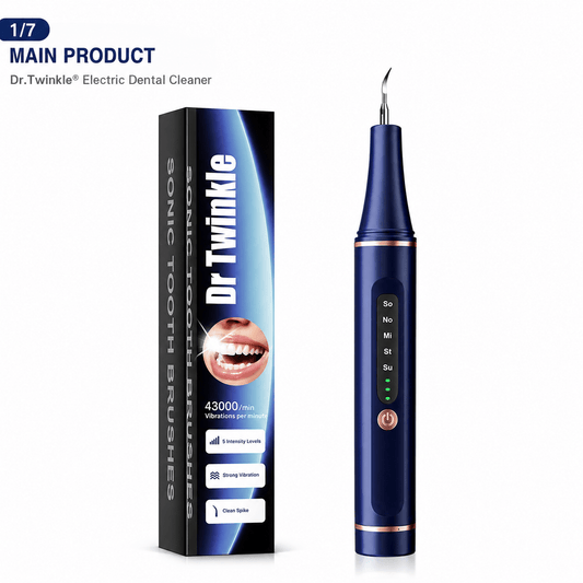 Dr.Twinkle® electric dental cleaner with five intensity levels and cleaning tip
