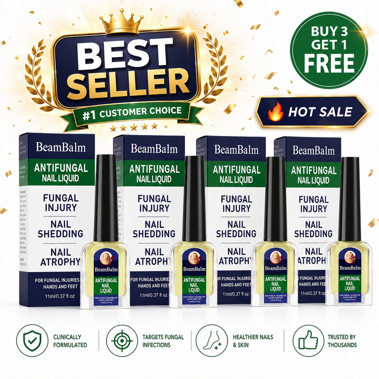 BeamBalm® Solución de tolnaftato para hongos en las uñas | Para uñas de manos y pies